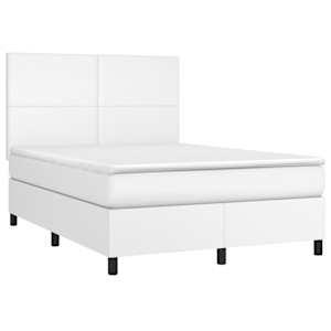 Box spring postel s matrací bílá 140 x 190 cm umělá kůže - obrázek 3