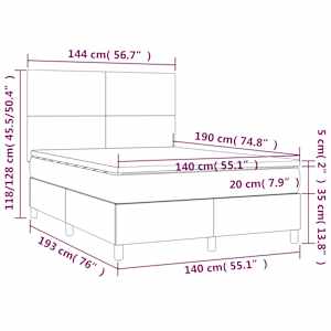 Box spring postel s matrací krémová 140x190 cm umělá kůže - obrázek 6