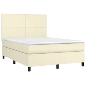 vidaXL Boxspringbett mit Matratze Creme 140x190 cm Kunstleder