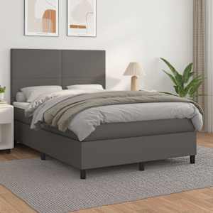 Box spring postel s matrací šedá 140 x 190 cm umělá kůže - obrázek 1