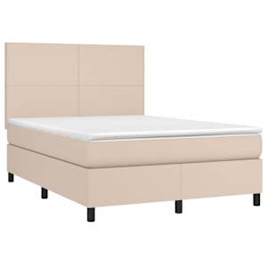 Box spring postel s matrací cappuccino 140x190 cm umělá kůže - obrázek 3