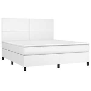 Box spring postel s matrací bílá 160x200 cm umělá kůže - obrázek 3