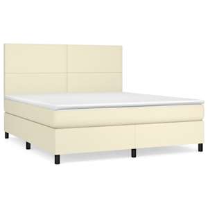 Box spring postel s matrací krémová 160x200 cm umělá kůže - obrázek 2