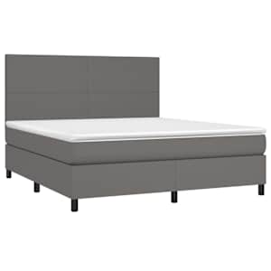 Box spring postel s matrací šedá 160x200 cm umělá kůže - obrázek 3