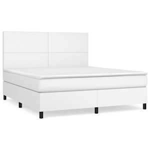 Box spring postel s matrací bílá 180x200 cm umělá kůže - obrázek 2