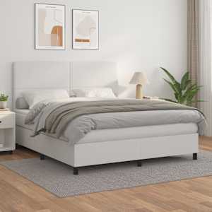 Box spring postel s matrací bílá 180x200 cm umělá kůže - obrázek 1