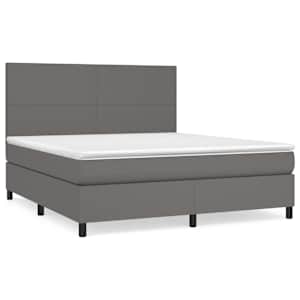 Box spring postel s matrací šedá 180x200 cm umělá kůže - obrázek 2