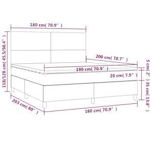 Box spring postel s matrací šedá 180x200 cm umělá kůže - obrázek 6