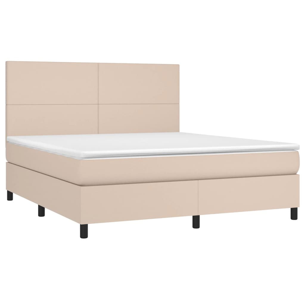 vidaXL Boxspring met matras kunstleer cappuccinokleurig 180x200 cm afbeelding