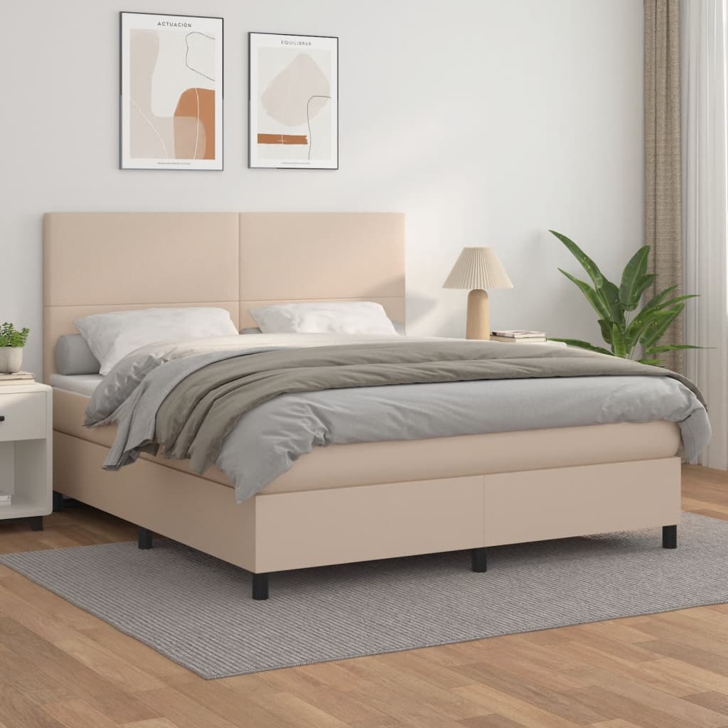 Box spring postel s matrací cappuccino 180 x 200 cm umělá kůže