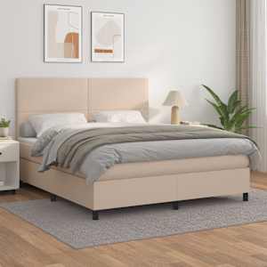 Box spring postel s matrací cappuccino 180 x 200 cm umělá kůže - obrázek 1