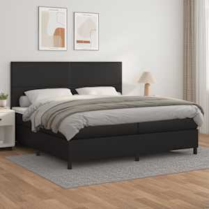 Box spring postel s matrací černá 200x200 cm umělá kůže - obrázek 1