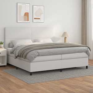 Box spring postel s matrací bílá 200x200 cm umělá kůže - obrázek 1