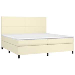 Box spring postel s matrací krémová 200x200 cm umělá kůže - obrázek 3