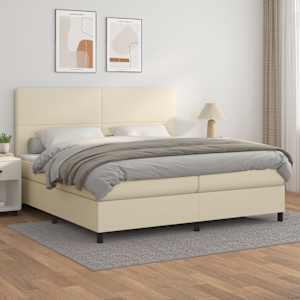 Box spring postel s matrací krémová 200x200 cm umělá kůže - obrázek 1