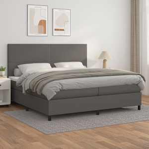 Box spring postel s matrací šedá 200x200 cm umělá kůže - obrázek 1