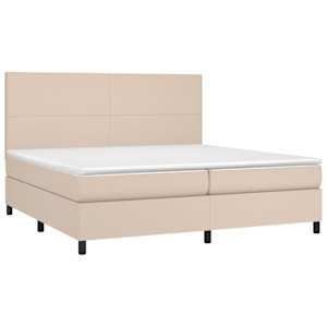 Box spring postel s matrací cappuccino 200 x 200 cm umělá kůže - obrázek 3
