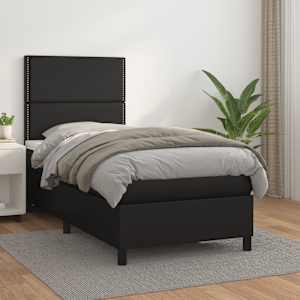 Box spring postel s matrací černá 90x190 cm umělá kůže - obrázek 1
