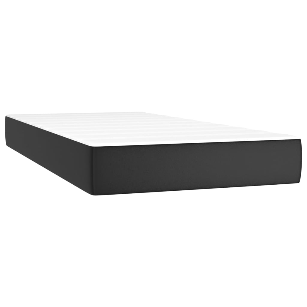 Pat box spring cu saltea, negru, 90x200 cm, piele ecologică