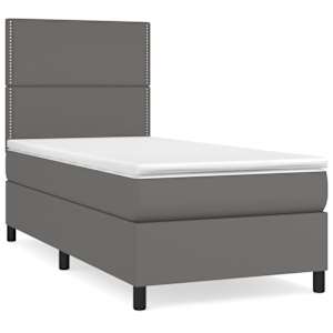 Box spring postel s matrací šedá 100x200 cm umělá kůže - obrázek 2