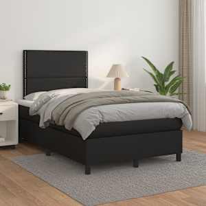 Box spring postel s matrací černá 120 x 200 cm umělá kůže - obrázek 1