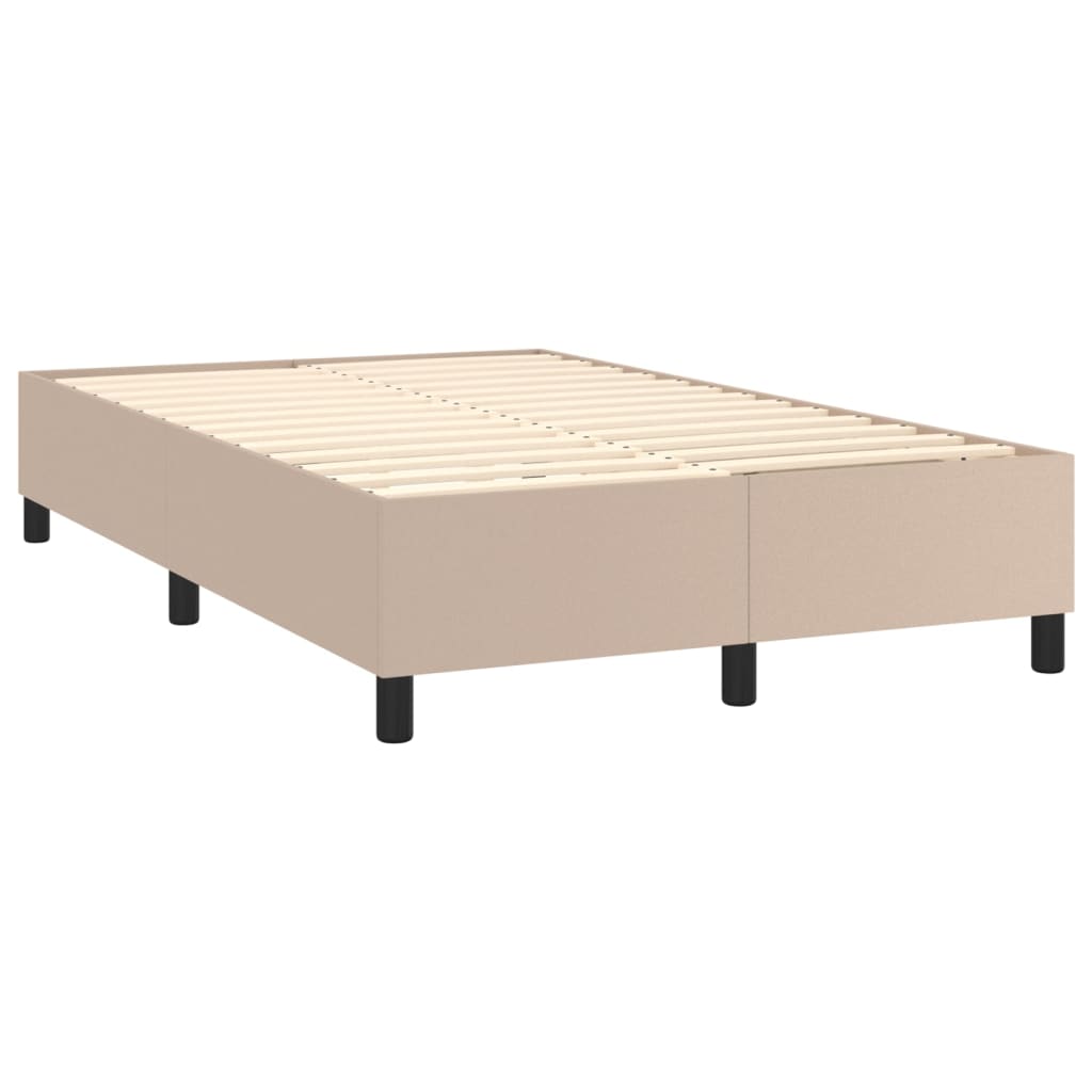 Pat box spring cu saltea, cappuccino, 120x200cm piele ecologică