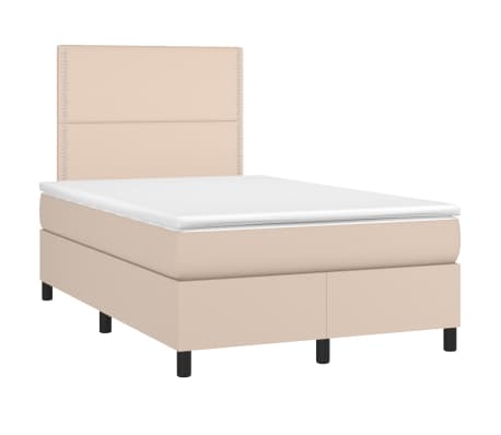 vidaXL Boxspring met matras kunstleer cappuccinokleurig 120x200 cm