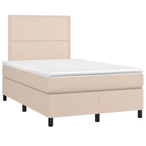 vidaXL Boxspring met matras kunstleer cappuccinokleurig 120x200 cm