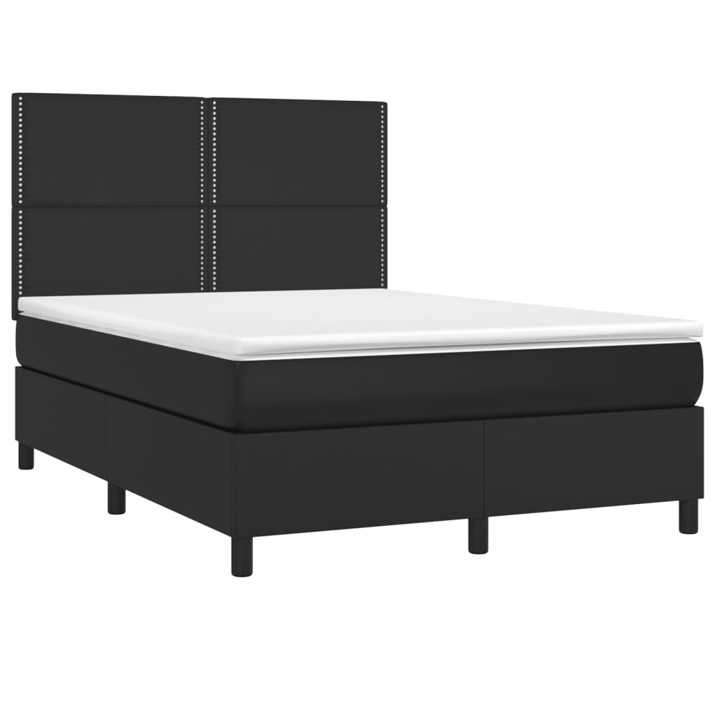 vidaXL Boxspring met matras kunstleer zwart 140x190 cm afbeelding