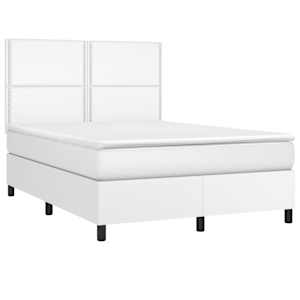 vidaXL Giroletto a Molle con Materasso Bianco 140x190 cm in Similpelle