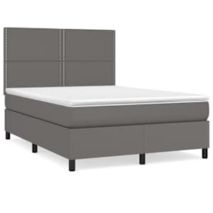 Box spring postel s matrací šedá 140 x 190 cm umělá kůže - obrázek 2