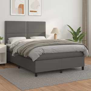 Box spring postel s matrací šedá 140 x 190 cm umělá kůže - obrázek 1