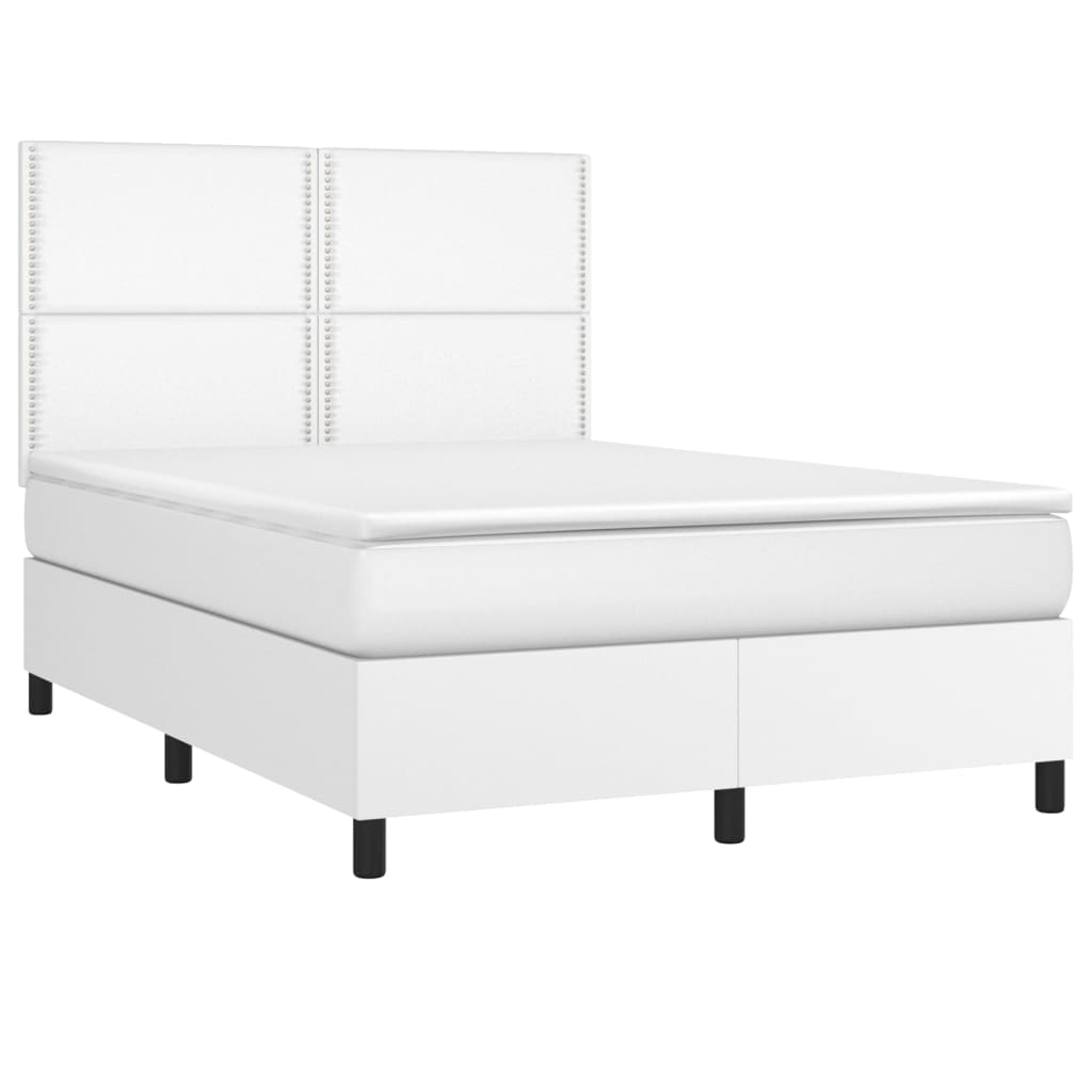 vidaXL Boxspring met matras kunstleer wit 140x200 cm afbeelding