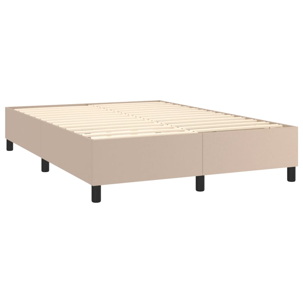 Box spring postelja z vzmetnico kapučino 140x200cm umetno usnje