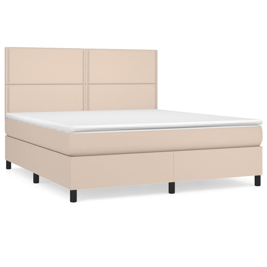 vidaXL Box spring postelja z vzmetnico kapučino 160x200cm umetno usnje