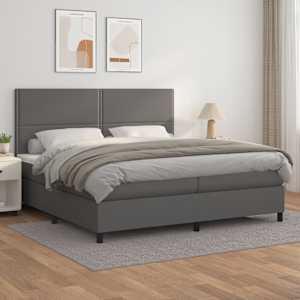 Box spring postel s matrací šedá 200x200 cm umělá kůže - obrázek 1