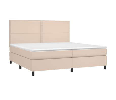 vidaXL Lova su čiužiniu, kapučino, 200x200cm, dirbtinė oda