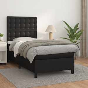 Box spring postel s matrací černá 80 x 200 cm umělá kůže - obrázek 1