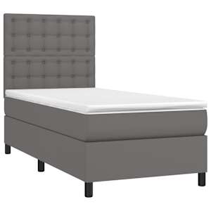 Box spring postel s matrací šedá 80 x 200 cm umělá kůže - obrázek 3