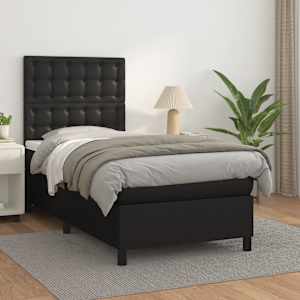 Box spring postel s matrací černá 90x200 cm umělá kůže