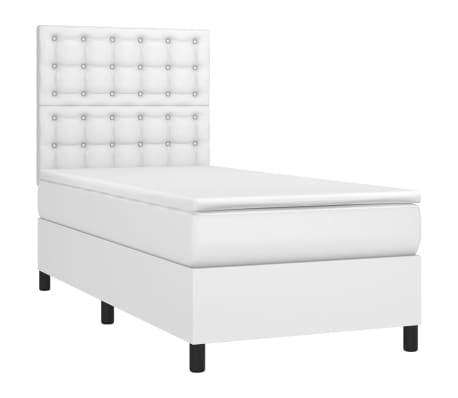 vidaXL feh&eacute;r műbőr rug&oacute;s &aacute;gy matraccal 90 x 200 cm
