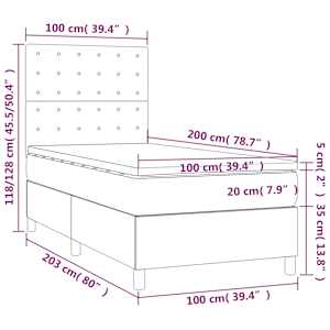 Box spring postel s matrací šedá 100x200 cm umělá kůže - obrázek 6