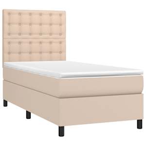 Box spring postel s matrací cappuccino 100x200 cm umělá kůže - obrázek 3