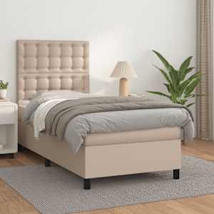 Box spring postel s matrací cappuccino 100x200 cm umělá kůže - obrázek 1