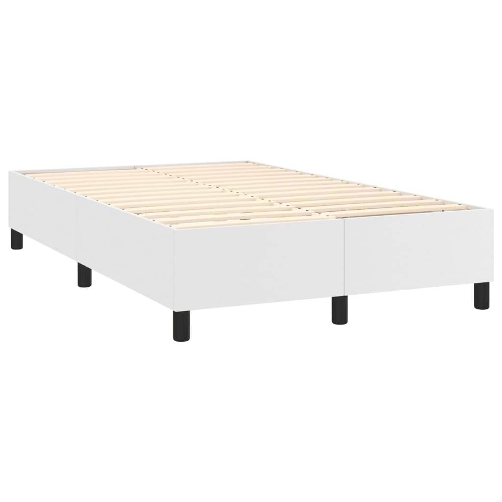 Pat box spring cu saltea, alb, 120x200 cm, piele ecologică