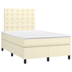 vidaXL Sommier &agrave; lattes de lit avec matelas Cr&egrave;me 120x200cm Similicuir