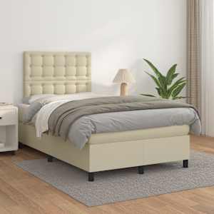Box spring postel s matrací krémová 120x200 cm umělá kůže - obrázek 1