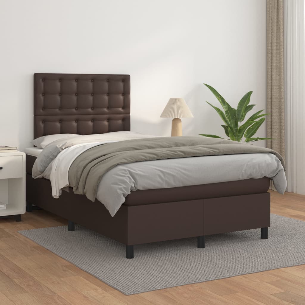 vidaXL Box spring postel s matrací hnědá 120x200 cm umělá kůže