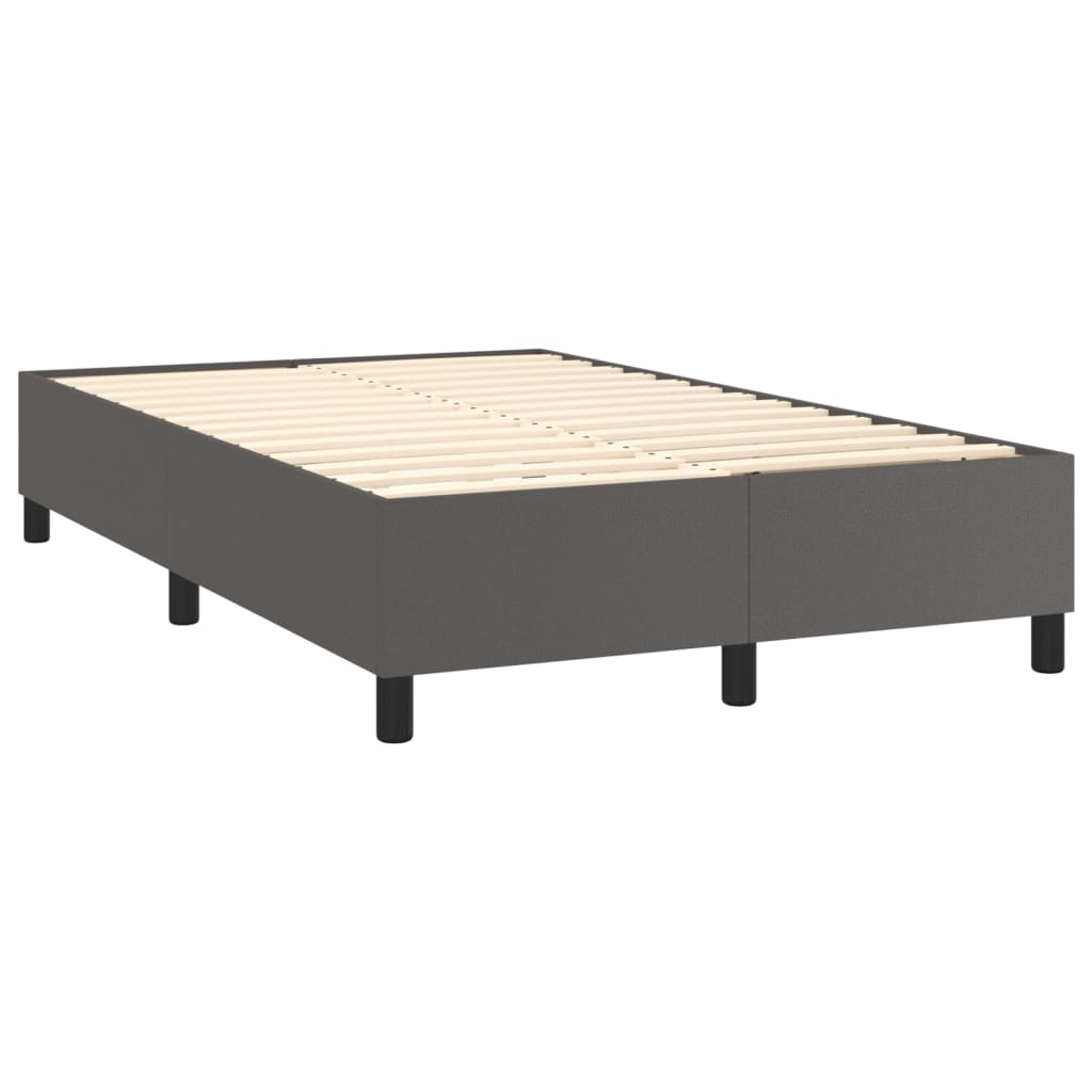 Pat box spring cu saltea, gri, 120x200 cm, piele ecologică