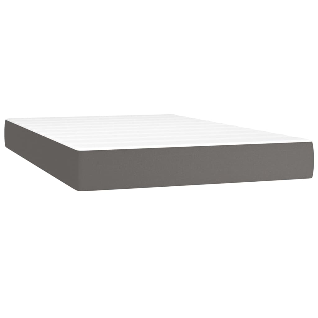 Pat box spring cu saltea, gri, 120x200 cm, piele ecologică